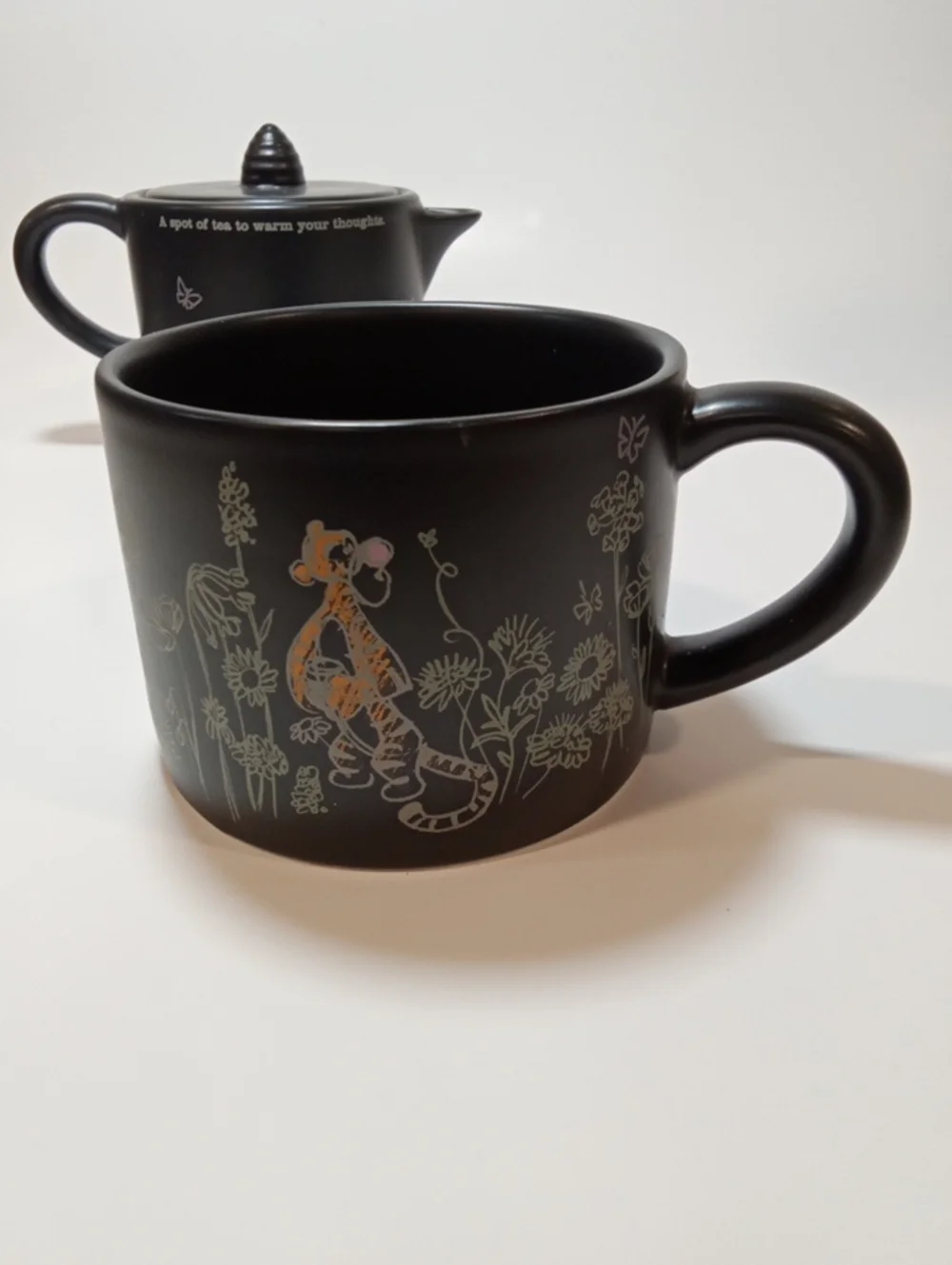 Black Ceramic Winnie The Pooh Stackable Tea For One Set with Lid